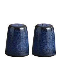 Handgemachter Salz- und Pfefferstreuer Raw mit Farbverlauf, 2er-Set, Steingut, Blau, Ø 5 x H 6 cm