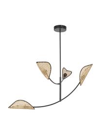 Grote hanglamp Freja van Weens vlechtwerk, Baldakijn: gepoedercoat metaal, Zwart, B 112 x H 89 cm