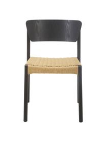 Dřevěné židle s ratanovou sedací částí Danny, 2 ks, Černá, béžová, Š 52 cm, H 51 cm