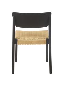 Krzesło z drewna z rattanowym siedziskiem Danny, 2 szt., Stelaż: lite drewno sosnowe, Czarny, beżowy, S 52 x G 51 cm