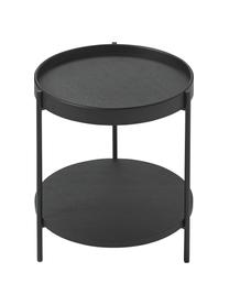 Table d'appoint ronde avec rangement Renee, Noir, Ø 44 x haut. 49 cm