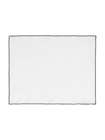 Serviettes de table en lin blanc avec bordure Vilnia, 6 pièces, 100 % pur lin, Blanc, noir, larg. 37 x long. 47 cm