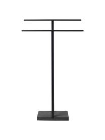 Handdoekenhouder Menoto van metaal, Houder: gecoat roestvrij staal, Voetstuk: kunststeen, Zwart, B 50 x H 86 cm