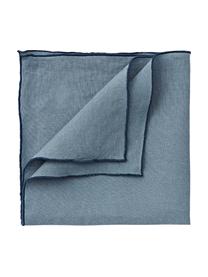 Serviettes de table en lin avec passepoil Kennedy, 4 pièces, 100 % lin lavé, certifié European Flax, Bleu, larg. 45 x long. 45 cm