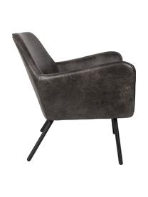Fauteuil lounge en cuir synthétique Bon, Cuir synthétique gris foncé, larg. 80 x prof. 76 cm