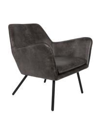 Fauteuil lounge en cuir synthétique Bon, Cuir synthétique gris foncé, larg. 80 x prof. 76 cm