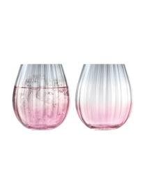 Komplet ręcznie wykonanych szklanek Dusk, 2 szt., Szkło, Blady różowy, szary, Ø 9 x W 10 cm, 425 ml