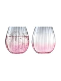 Handgemaakte waterglazen Dusk met kleurverloop, 2 stuks, Glas, Roze, grijs, Ø 9 x H 10 cm, 425 ml