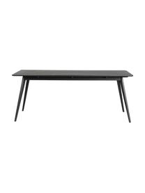 Tavolo nero Yumi, 190 x 90 cm, Gambe: legno di albero della gom, Legno di quercia laccato nero, Larg. 190 x Prof. 90 cm
