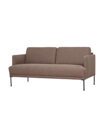 Divano 2 posti con piedini in metallo Fluente, Rivestimento: 100% poliestere 115.000 c, Struttura: legno di pino massiccio, , Piedini: metallo verniciato a polv, Tessuto marrone, Larg. 166 x Prof. 85 cm
