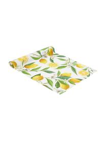Runner da tavola in cotone con motivo limone Frutta, 100% cotone, Giallo, bianco, verde, Larg. 40 x Lung. 145 cm