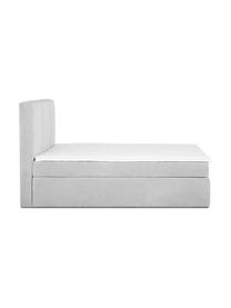 Boxspringbett Oberon, Matratze: 5-Zonen-Taschenfederkern, Füße: Kunststoff, Webstoff Hellgrau, B 140 x L 200 cm, Härtegrad H2
