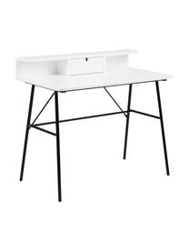 Bureau minimaliste blanc avec tiroir Pascal, Noir, blanc, larg. 100 x haut. 55 cm