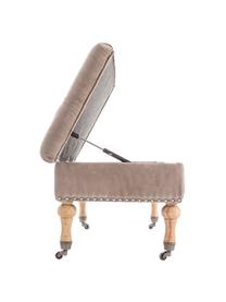 Banquette en velours brun clair avec rangement Arlette, Brun clair pin, couleur argentée, larg. 110 x haut. 40 cm