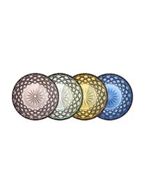 Set de platos postre pequeños Sorrento, 4 uds., Vidrio, Ámbar, verde, azul, rosa, Ø 16 x Al 3 cm