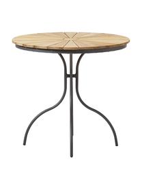 Okrúhly stôl na balkón s doskou z tíkového dreva Hard & Ellen, Antracitová, tíkové drevo, Ø 80 x V 72 cm