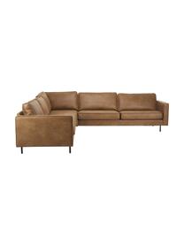 Sofá rinconera extra grande de cuero reciclado Hunter, Tapizado: 70% cuero reciclado, 30% , Estructura: madera de pino maciza con, Patas: metal con pintura en polv, Cuero marrón, An 285 x F 285 cm