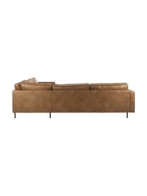 Sofá rinconera extra grande de cuero reciclado Hunter, Tapizado: 70% cuero reciclado, 30% , Estructura: madera de pino maciza con, Patas: metal con pintura en polv, Cuero marrón, An 285 x F 285 cm