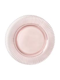 Assiettes plates avec relief rainuré Effie, 4 pièces, Verre, Blanc, Ø 28 cm