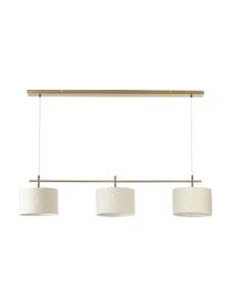 Lámpara de techo grande Liara, Estructura: metal cepillado, Fijación: metal cepillado, Cable: cubierto en tela, Beige, latón, An 140 x Al 90 cm