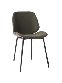 Krzesło tapicerowane bouclé Tamara, 2 szt., Tapicerka: bouclé (100% poliester) D, Nogi: metal malowany proszkowo, Zielony bouclé, S 47 x G 60 cm