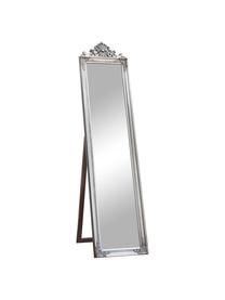 Eckiger Barock-Standspiegel Lambeth mit silbernem Kunststoffrahmen, Rahmen: Polyresin, Spiegelfläche: Spiegelglas, Silberfarben, 46 x 179 cm