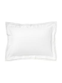 Taie d'oreiller en satin de coton Carlotta, Blanc pur, beige clair, larg. 50 x long. 70 cm