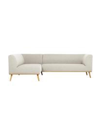 Divano angolare con piedini in legno di quercia Archie, Rivestimento: 100% lana, Struttura: legno di pino, certificat, Gambe: legno massello di rovere,, Tessuto beige, Larg. 264 x Prof. 162 cm, chaise-longue a sinistra