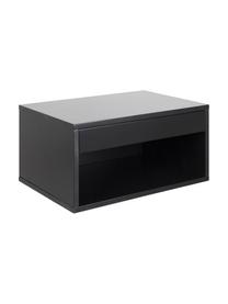 Comodino da parete con cassetto Cholet, Pannello di fibra a media densità (MDF) laccato, Nero, Larg. 50 x Alt. 24 cm