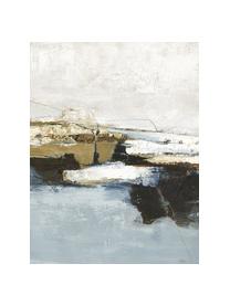 Ręcznie malowany obraz na płótnie Freja Get Away, Odcienie złotego, niebieski, biały, wielobarwny, S 90 x W 120 cm