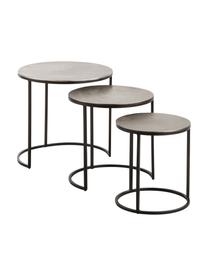 Komplet stolików pomocniczych Scott, 3 elem., Blat: aluminium powlekane, Stelaż: metal lakierowany, Aluminiowy, czarny, Komplet z różnymi rozmiarami
