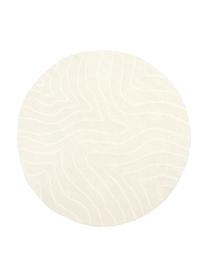 Tappeto rotondo in lana color bianco crema taftato a mano Aaron, Retro: 100% cotone Nel caso dei , Bianco crema, Ø 150 cm (taglia M)