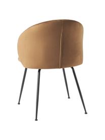 Krzesło tapicerowane z aksamitu Luisa, 2 szt., Tapicerka: aksamit (100% poliester) , Nogi: metal malowany proszkowo, Brązowy aksamit, czarny, S 59 x G 58 cm