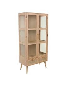 Witryna ze szkła i drewna Cayetana, Korpus: płyta pilśniowa średniej , Nogi: drewno bambusowe, lakiero, Drewno naturalne, brązowy, S 72 x W 159 cm