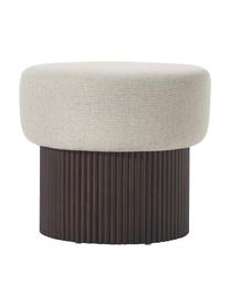 Poef Nala met opbergruimte, Bekleding: 100% polyester, Frame: hout, FSC-gecertificeerd, Geweven stof beige, donker hout, Ø 50 x H 44 cm