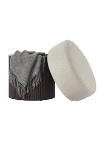 Poef Nala met opbergruimte, Bekleding: 100% polyester, Frame: hout, FSC-gecertificeerd, Geweven stof beige, donker hout, Ø 50 x H 44 cm