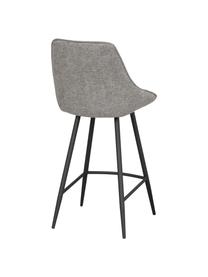 Krzesło barowe z metalowymi nogami Sierra, Tapicerka: 100% aksamit poliestrowy , Stelaż: drewno naturalne z certyf, Nogi: metal malowany proszkowo, Szara tkanina, S 47 x W 97 cm