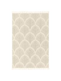 Tkany na płasko dywan z bawełny z frędzlami Klara, Odcienie beżowego, we wzór, S 70 x D 140 cm (Rozmiar XS)
