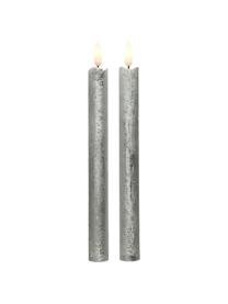 LED-Stabkerzen Bonna, 2 Stück, Wachs, Silberfarben, Ø 2 x H 24 cm