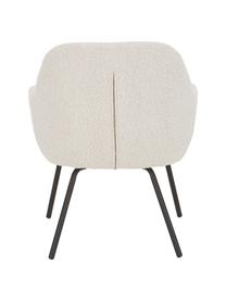 Fauteuil cocktail en tissu bouclé Jana, Tissu bouclé blanc crème, noir, larg. 72 x prof. 68 cm