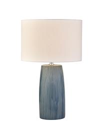 Lampada da tavolo in ceramica Bianca, Base della lampada: ceramica, Paralume: tessuto, Decorazione: metallo, Bianco, blu, Ø 30 x Alt. 49 cm