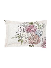 Federa in raso di cotone con stampa floreale Margot, Beige, Larg. 50 x Lung. 80 cm