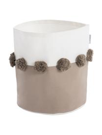 Kosz do przechowywania z pomponami Tan, 100% bawełna, Brązowy, biały, Ø 22 x W 25 cm