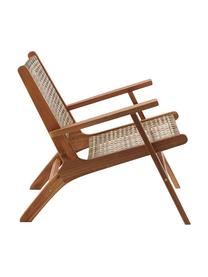 Sedia a poltrona intrecciata Noon, Struttura: legno di acacia massiccio, Legno di acacia, Larg. 68 x Prof. 80 cm