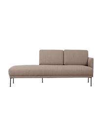 Chaise longue in tessuto con piedini in metallo Fluente, Rivestimento: 100% poliestere 35.000 ci, Struttura: legno di pino massiccio, , Piedini: metallo verniciato a polv, Tessuto taupe, Larg. 202 x Prof. 85 cm, schienale a destra