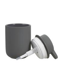 Distributeur de savon en grès à surface veloutée Omega, Gris, Ø 8 x haut. 13 cm
