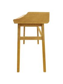Ausziehbarer Schreibtisch Carteret, 115 x 44 - 68 cm, Beine: Eichenholz, massiv, FSC®-, Tischplatte: Spanplatte mit Eichenholz, Hellbraun, B 115 x H 84 cm