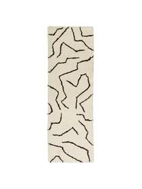 Handgetufte hoogpolige loper Davin in crèmekleur, Bovenzijde: 100% polyester microvezel, Onderzijde: gerecycled polyester, Beige, B 80 x L 300 cm