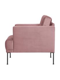 Fluwelen fauteuil Fluente met metalen poten, Bekleding: fluweel (hoogwaardig poly, Frame: massief grenenhout, FSC-g, Poten: gepoedercoat metaal., Fluweel Roze, B 74 x D 85 cm