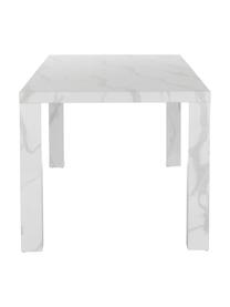 Table blanche aspect marbre Carl, 180 x 90 cm, Blanc marbré, brillant